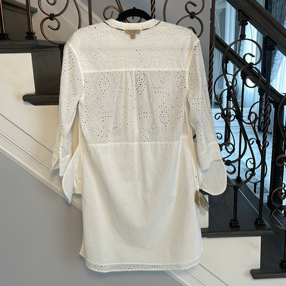 BURBERRY London Daniela Eyelet White Collarless Women’s Shirtdress Size US 6 New - Picture 15 of 17